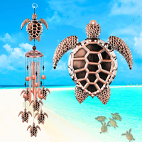 Sea Turtle Wind Chimes-Ocean-Themed Outdoor Wind bell Hanging Decor,Metal Wind Chimes for Outdoor Patio Garden Home Decoratio...