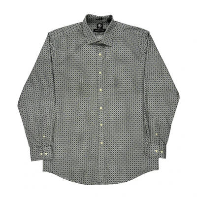 Adrienne Vittadini Slim Fit Patterned Shirt - Large Grey Cotton