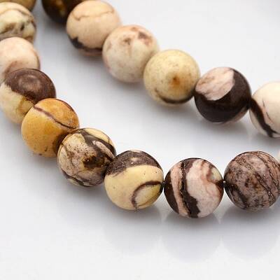 Round Natural Zebra Jasper Beads Strands