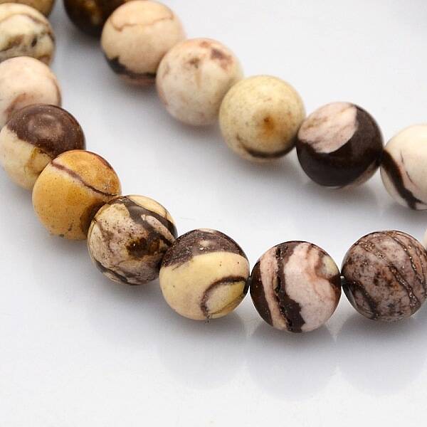 Round Natural Zebra Jasper Beads Strands