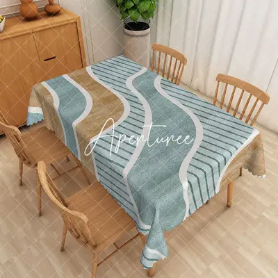 Aperturee Modern Stripes Blue Rectangle Tablecloth Dinner Decor, 52 x 70 inch, 30.82 USD, rectangle tablecloths, ZJY04996-A