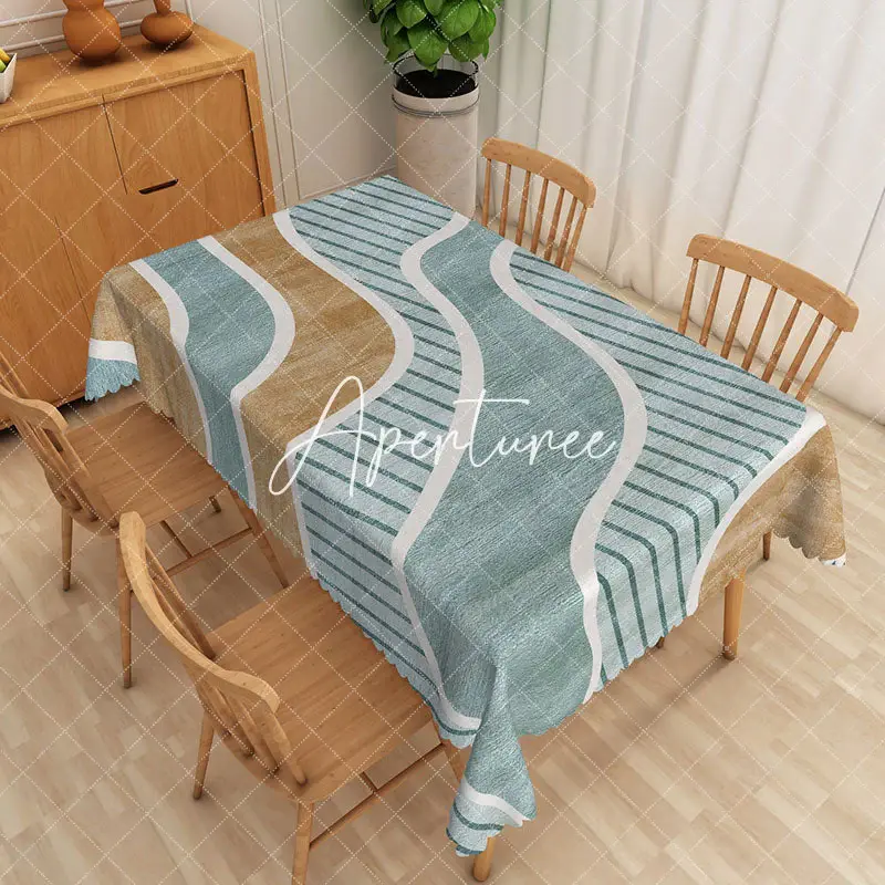 Aperturee Modern Stripes Blue Rectangle Tablecloth Dinner Decor, 52 x 70 inch, 30.82 USD, rectangle tablecloths, ZJY04996-A