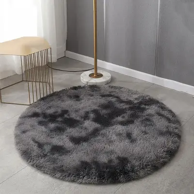 1 Piece Faux Fur Rug, Solid Color Round Fluffy Rug, Floor Rug, Bedroom Floor Mat, Home Decor