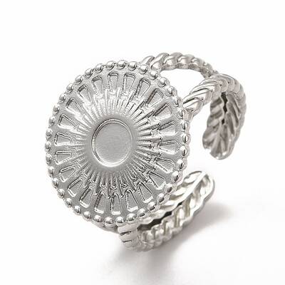 Tarnish Resistant 304 Stainless Steel Sun Open Cuff Ring Settings