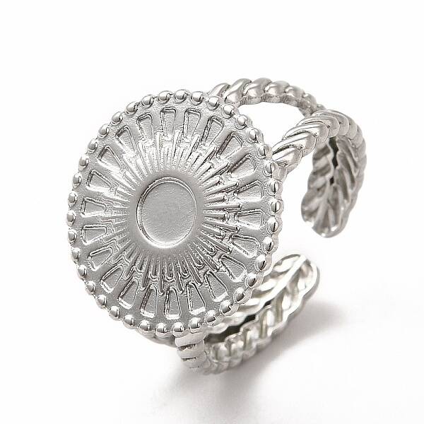 Tarnish Resistant 304 Stainless Steel Sun Open Cuff Ring Settings