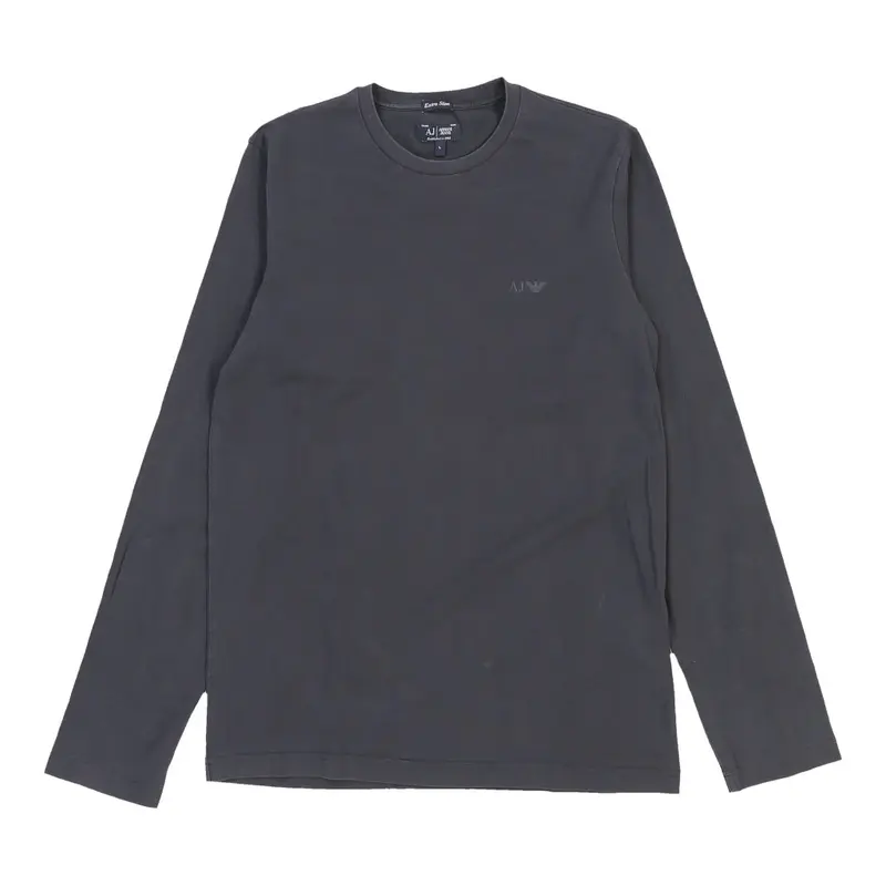 Armani Jeans Slim Fit Long Sleeve T-Shirt - Large Grey Cotton | Size: large