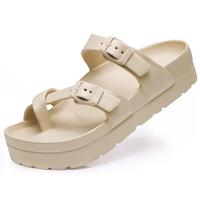 Women's Platform Sandals - Arch Support, Comfortable Foam Slides with Adjustable Buckle, Lightweight Thick Soles | Ultra Cush...