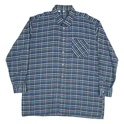 Mens Shirt Blue Check Long Sleeve L