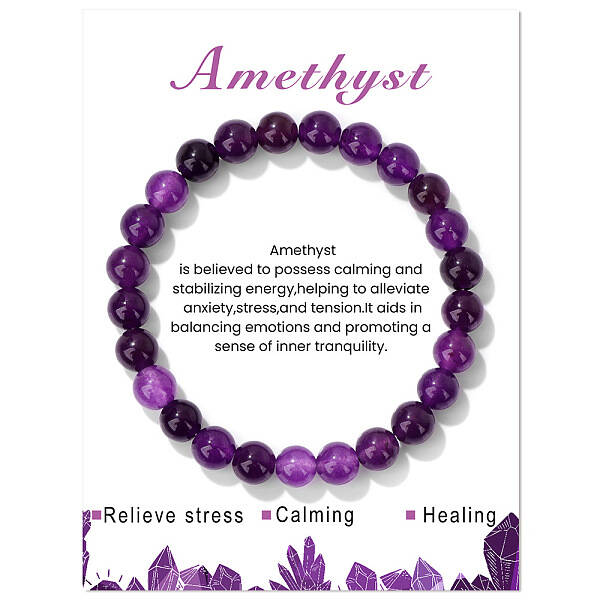 Natural Amethyst Beaded Stretch Bracelets