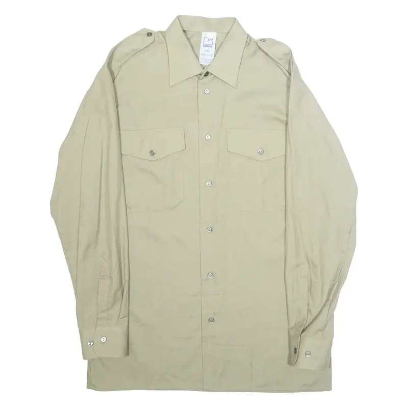 SCHILD Mens Plain Shirt Green Long Sleeve L