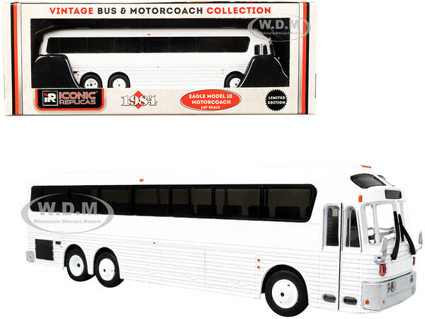 1984 Eagle Model 10 Motorcoach Bus Blank White Vintage Bus & Motorcoach Collection 1/87 (HO) Diecast Model by Iconic Replicas