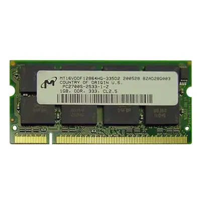Micron MT16VDDF12864HG-335D2 | 1GB DDR-333MHz PC2700 Non-ECC Unbuffered SODIMM CL2.5 2Rx8 2.5V 200-Pin Memory Module