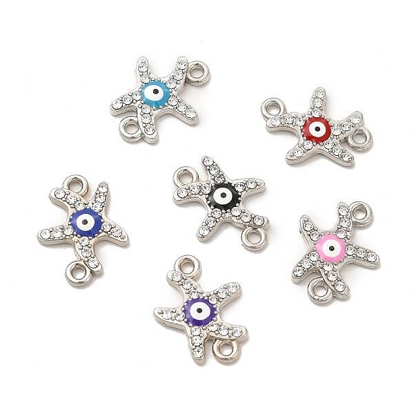 Evil Eye Alloy Enamel Connector Charms