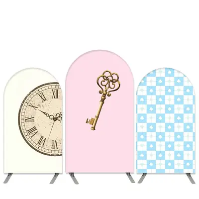 Aperturee Clock And Key Theme Pink Blue Birthday Arch Backdrop Kit | Diy Chiara Backdrop Cover | Wedding Arch Backdrop | Roun...