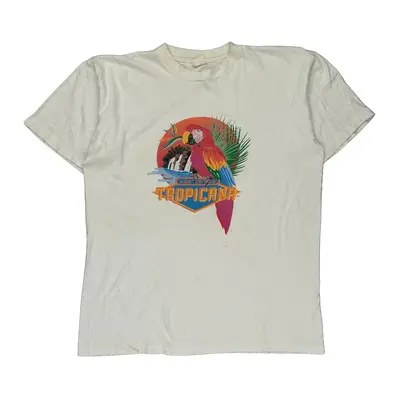Single Stitch Unbranded Graphic T-Shirt - Large Cream Cotton