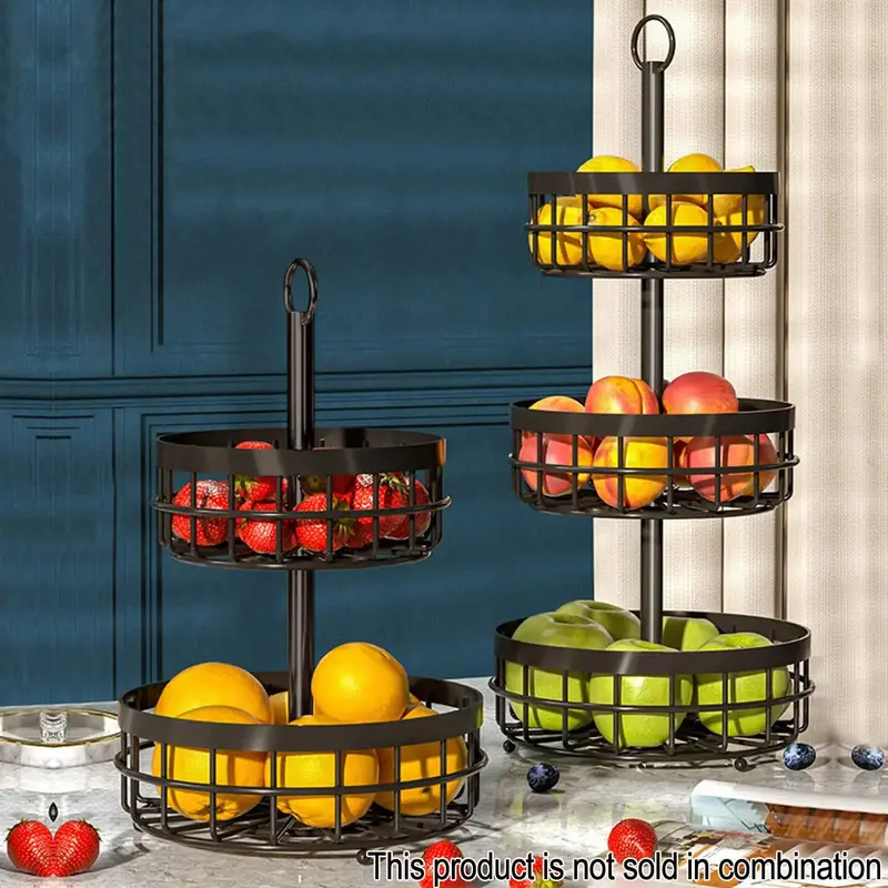 Metal Multi-layer Countertop Fruit & Vegetable Basket, Large Capacity Basket Stand, Kitchen Accessories Multifunction Storage...