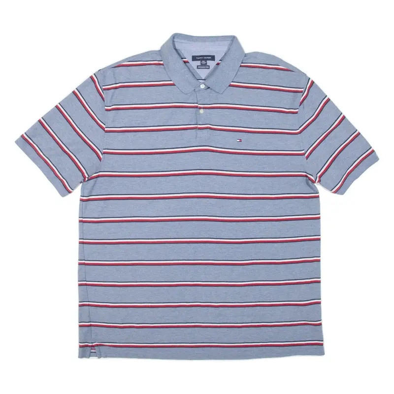 TOMMY HILFIGER Mens Polo Shirt Blue Striped 3XL