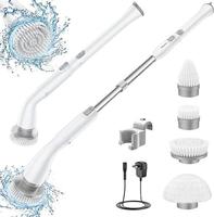 Electric Spin Scrubber, Electric Cleaning Brush with LED Display and 4 Replaceable Brushes, 2 Speeds and 3 Angles Adjustable,...