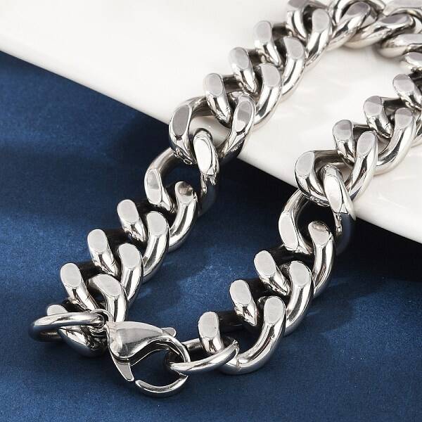 304 Stainless Steel Cuban Link Chain Bracelets for Women Men