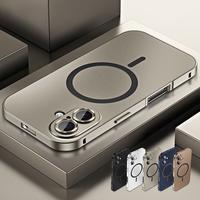 For iPhone 16 15 14 13 12 Pro Max Aluminium Alloy Metal Magnetic Mag Safe Case