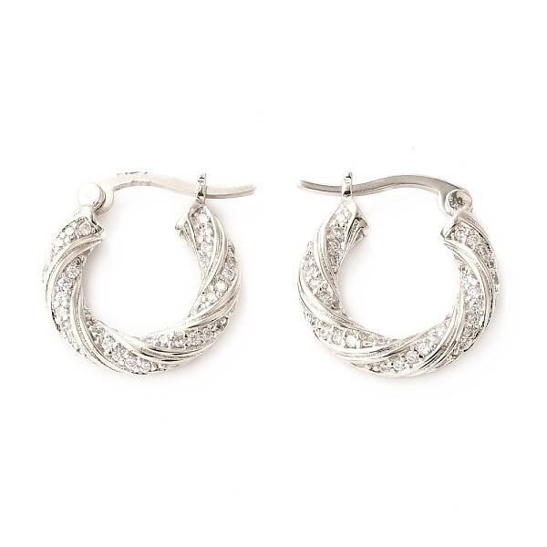 Left and Right Brass Micro Pave Cubic Zirconia Hoop Earrings