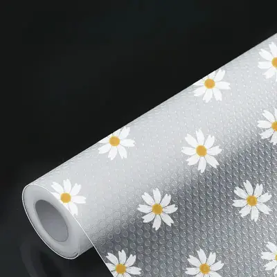 Floral Pattern Drawer Liner, 1 Roll Waterproof Non-slip Plastic Shelf Liner, Multipurpose Drawer Mat Liner for Home Kitchen C...