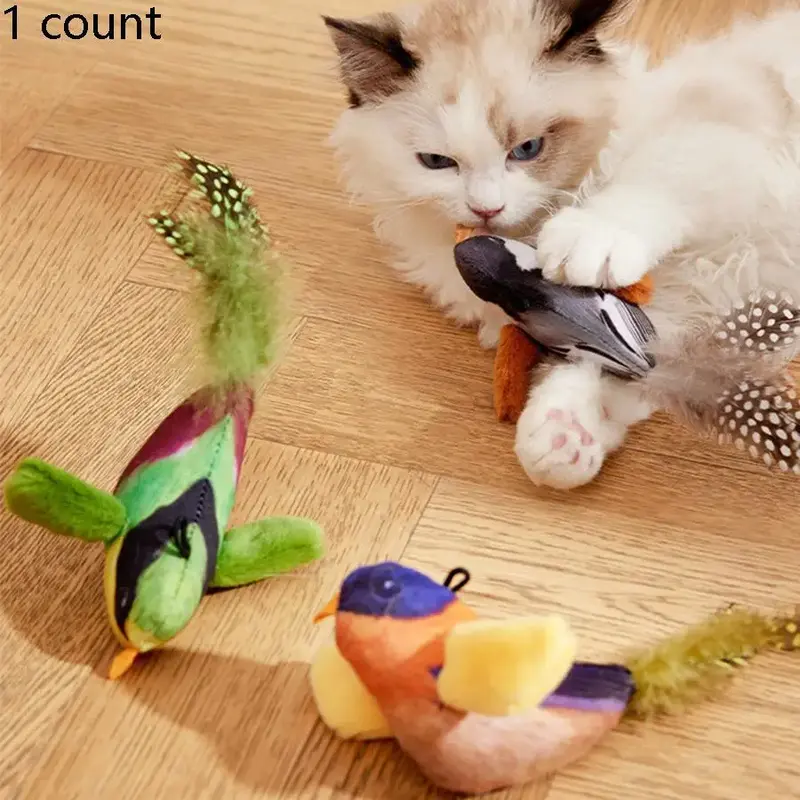 Simulation Bird Design Cat Toy, 1 Count Cute Bird Design Cat Teaser Toy, Cat Teething Toy, Pet Interactive Toy, Cat Scratch T...