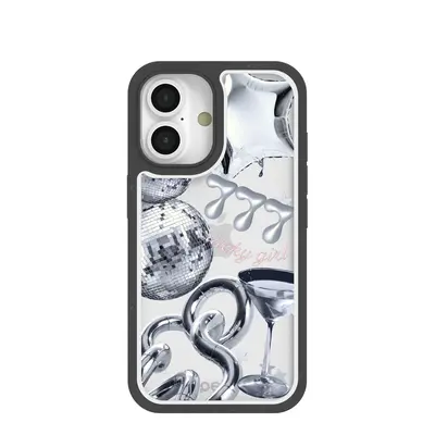 Clear Cosmic Luck iPhone 16 Case With Black Ridge
