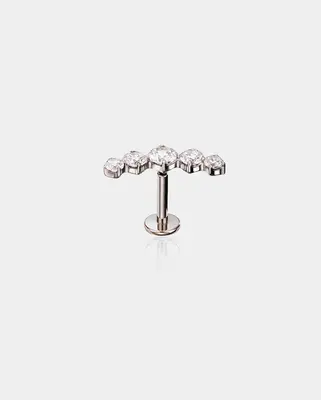 Arc CZ Threadless Push Pin Cartilage Stud - Silver