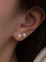 Cute Small Mushroom Design Stud Earrings, Pretty Studs,   Artificial Zircon Decor Stud Earrings for Women, Party, Daily Jewel...