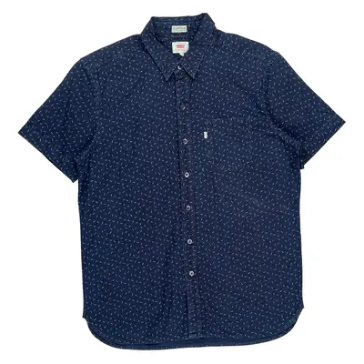 Levis Patterned Shirt - Medium Navy Cotton