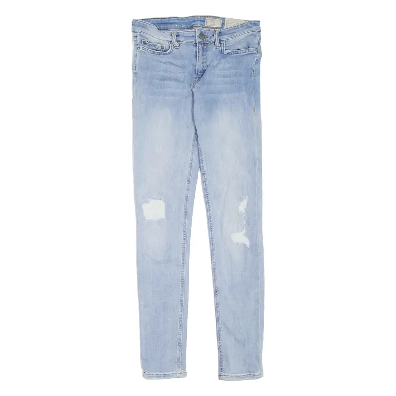 ALL SAINTS Mast Low Rise Distressed Womens Jeans Blue Slim Skinny W28 L28