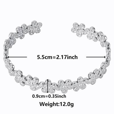 Non-Tarnish Vintage Flower 304 Stainless Steel Cuff Bangles for Women