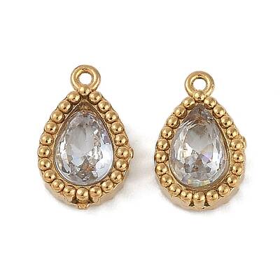 Ion Plating(IP) 304 Stainless Steel Micro Pave Cubic Zirconia Charms