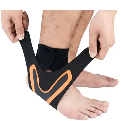 Ankle Support Brace Safety Running Basketball Sports Ankle Sleeves | Size: L | quantity: 1pc | Model: Left orange
