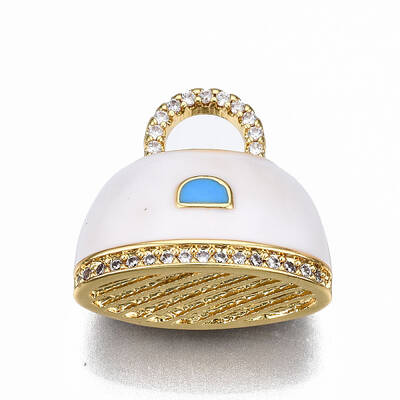 Brass Micro Pave Cubic Zirconia Enamel Pendants