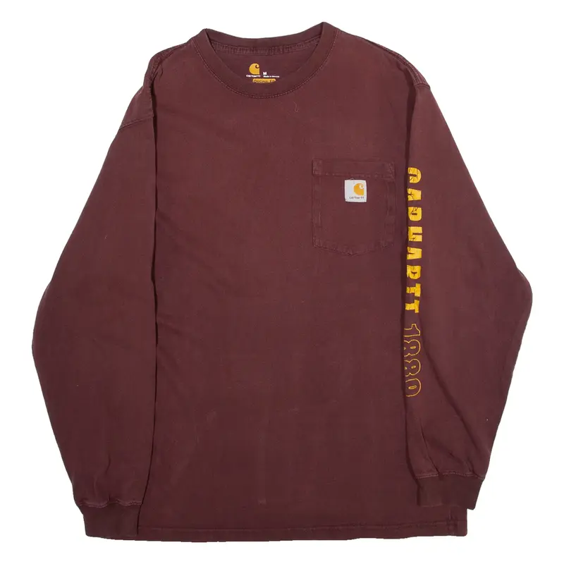 CARHARTT Original Fit Mens T-Shirt Maroon Long Sleeve M