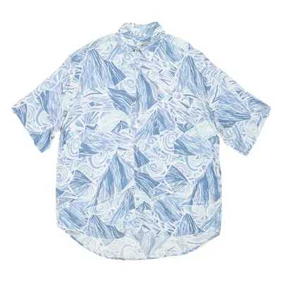 Mens Shirt Blue Viscose Crazy Pattern L