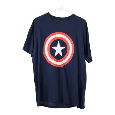 Captain America Marvel T-Shirt - Large Blue Cotton