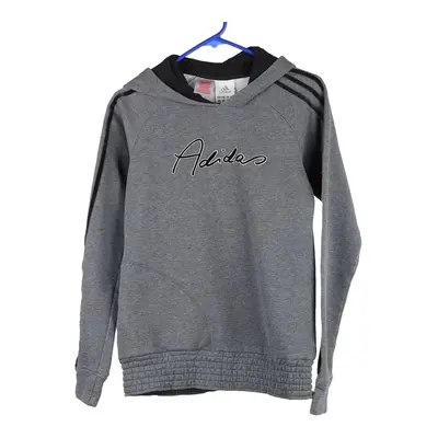 Age 15-16 Adidas Spellout Hoodie - Large Grey Cotton Blend