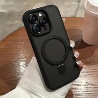 Matte Metal Ring Kickstand Skin Feel Matte Phone Case with Hard Bumper Cover and Wireless Charging for Iphone 16, 15, 14, 13,...