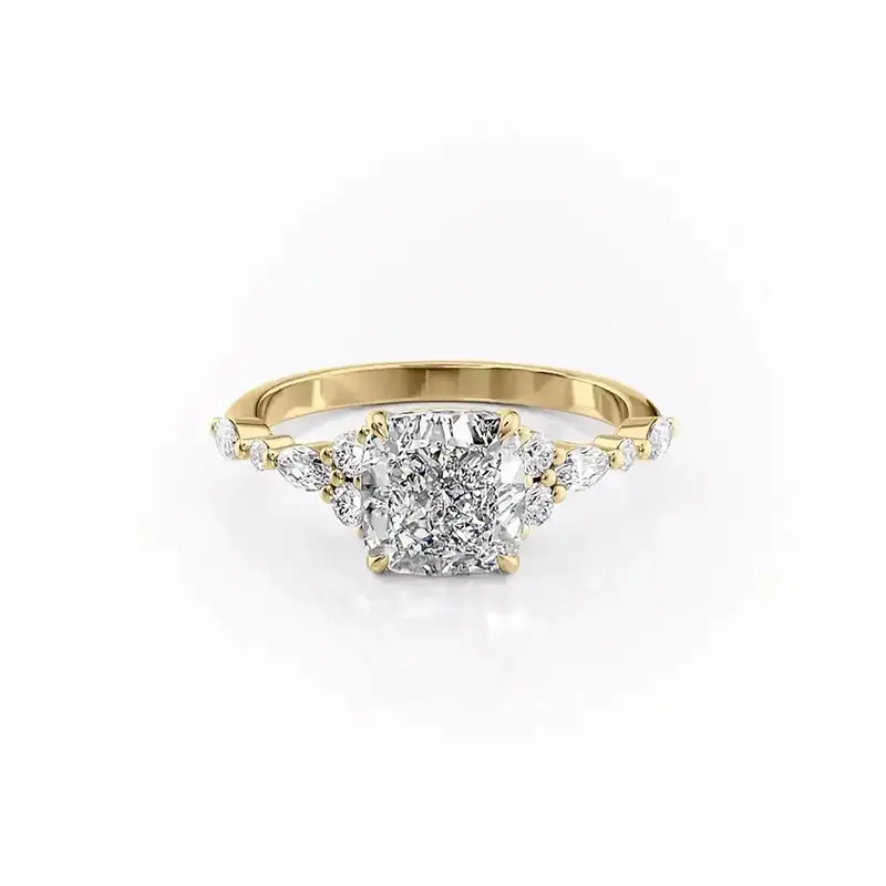 Sterling Silver with Yellow Gold Plated Moissanite Engagement Ring