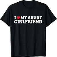 [100% Cotton] I Love My Short GF Girl Boy Couple Valentines Day Girlfriend T-Shirt