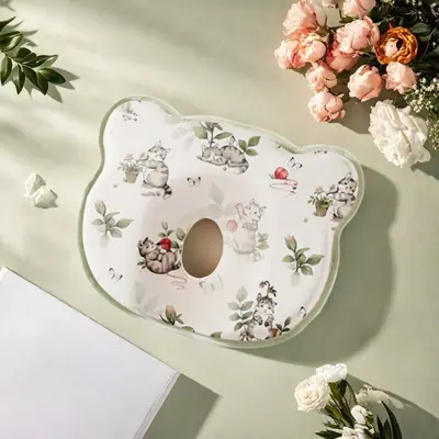 Baby soft Head Neck Support Pillow, Rabbit Deer Cat Pattern Neck Pillow, Baby Travel Pillow for Stroller Neck Support for New...