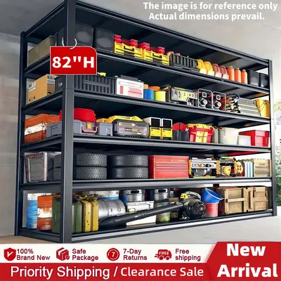 82 High Storage Rack, Heavy Duty Shelf Unit Load-Bearing 3000 Lbs, Adjustable 6 Layers Metal Racket, Commercial Food Storag...