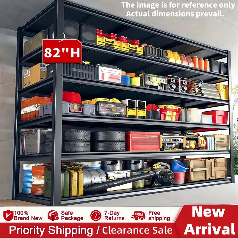 82 High Storage Rack, Heavy Duty Shelf Unit Load-Bearing 3000 Lbs, Adjustable 6 Layers Metal Racket, Commercial Food Storag...