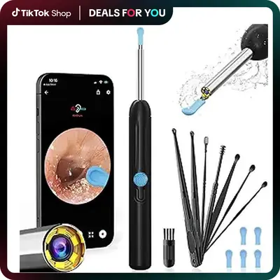 Smart HD Ear Cleaning Kit – Camera Earwax Removal Tool with Silicone Tips, iPhone/Android Compatible Visual Ear Cleaner, Sp...