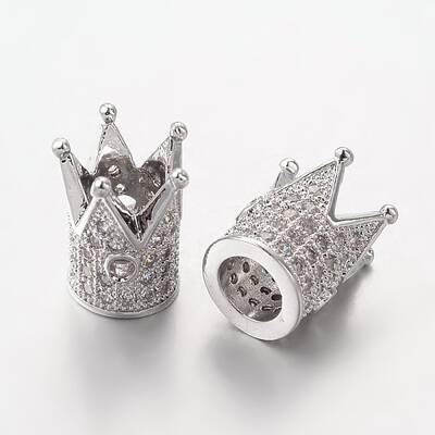 Brass Micro Pave Cubic Zirconia Beads