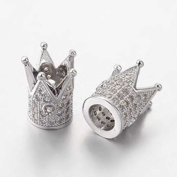 Brass Micro Pave Cubic Zirconia Beads
