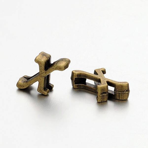 Tibetan Style Antique Bronze Plated Alloy Letter Slide Charms